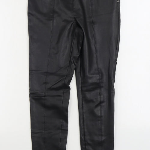 Miss Selfridge Womens Black Polyurethane Jegging Trousers Size 8 L29 in Regular Zip