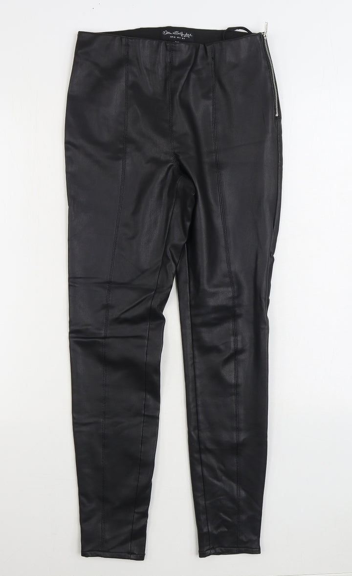 Miss Selfridge Womens Black Polyurethane Jegging Trousers Size 8 L29 in Regular Zip