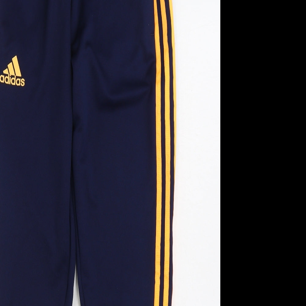 adidas Boys Blue Polyester Jogger Trousers Size 13-14 Years Regular Drawstring