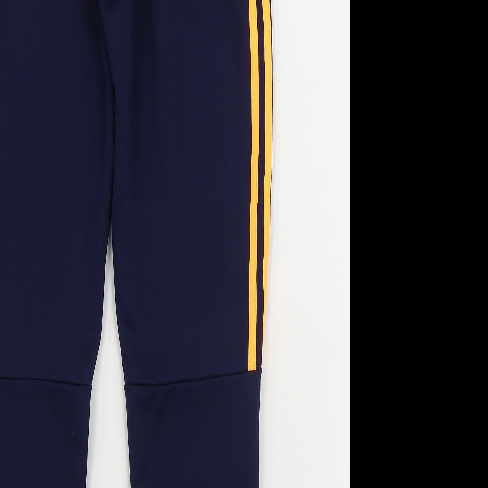 adidas Boys Blue Polyester Jogger Trousers Size 13-14 Years Regular Drawstring