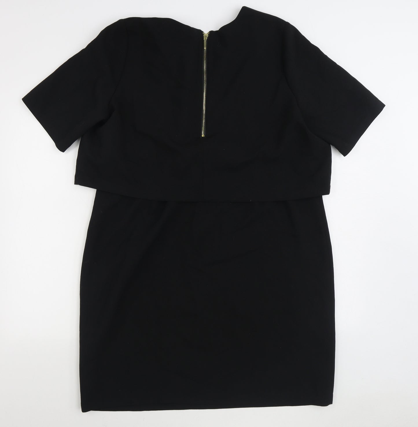 Matalan Womens Black Polyester Pencil Dress Size 18 Boat Neck Zip