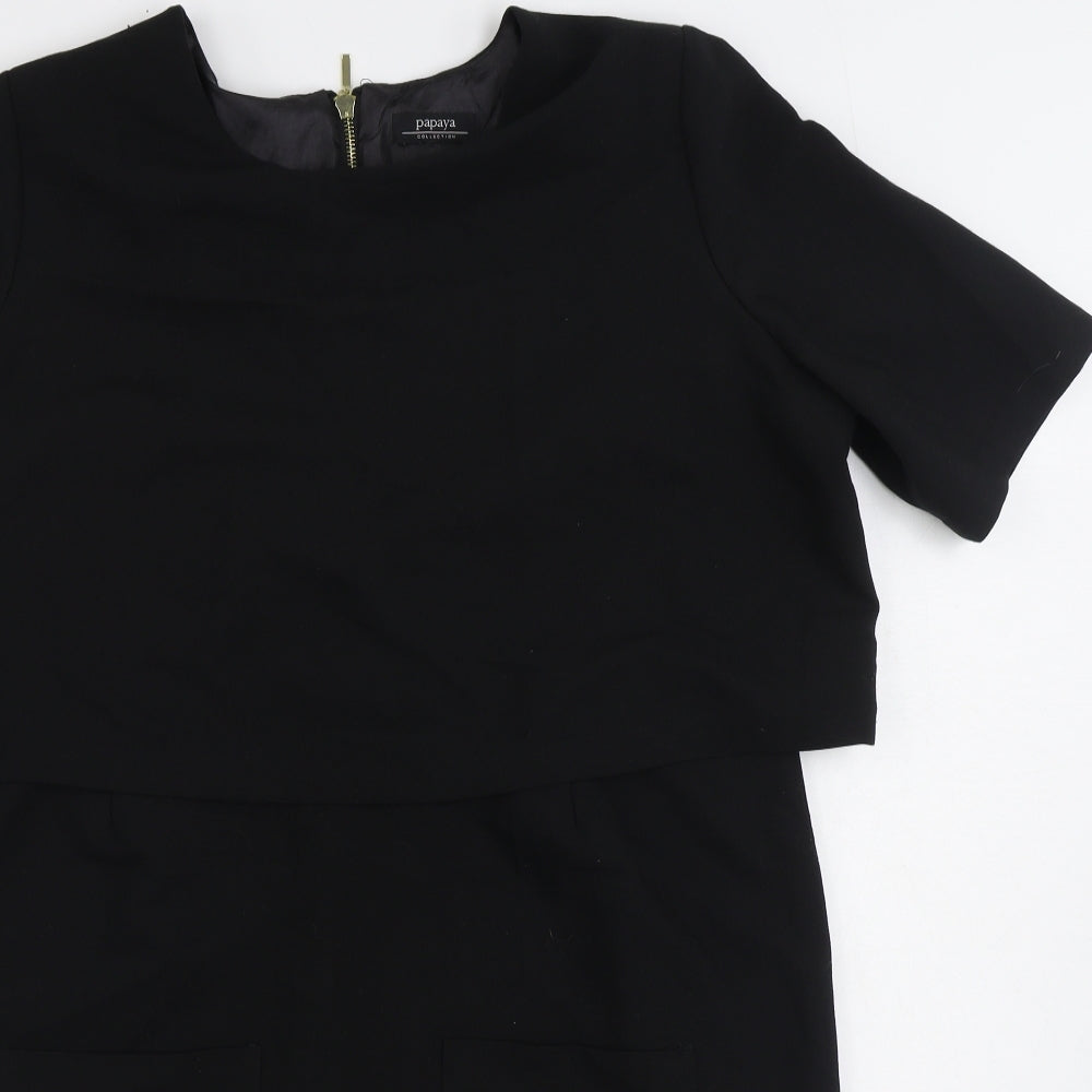 Matalan Womens Black Polyester Pencil Dress Size 18 Boat Neck Zip