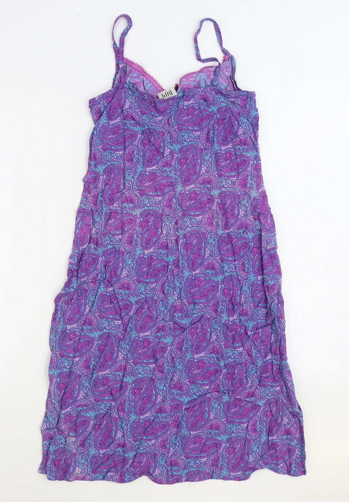 Bay Womens Purple Paisley Polyester Slip Dress Size 12 V-Neck Pullover