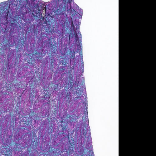 Bay Womens Purple Paisley Polyester Slip Dress Size 12 V-Neck Pullover