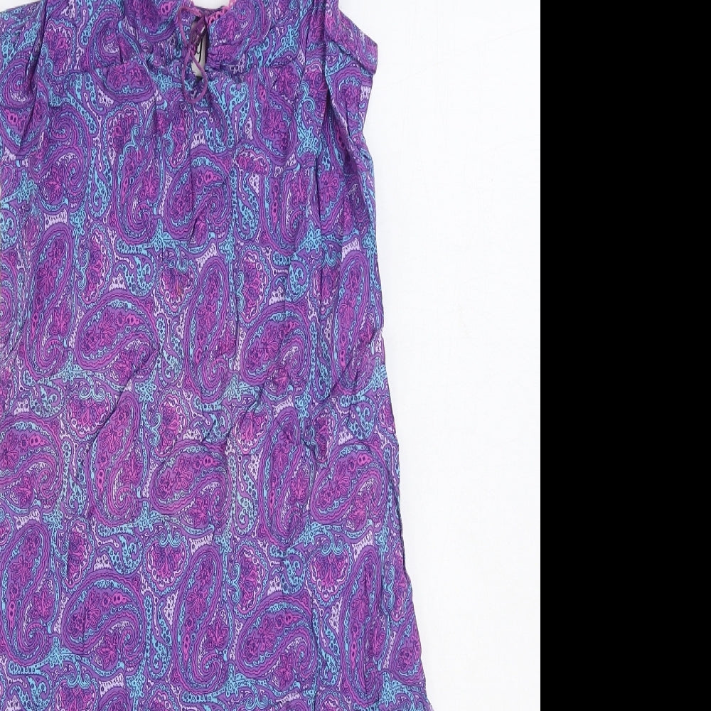 Bay Womens Purple Paisley Polyester Slip Dress Size 12 V-Neck Pullover