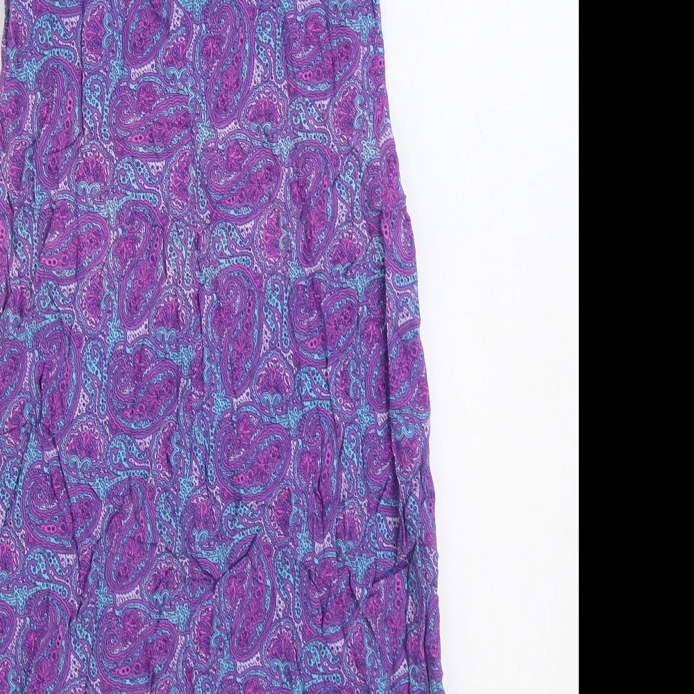 Bay Womens Purple Paisley Polyester Slip Dress Size 12 V-Neck Pullover
