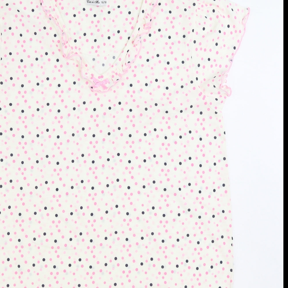 Cote De Moi Womens White Polka Dot 100% Cotton Top Nightshirt Size 16