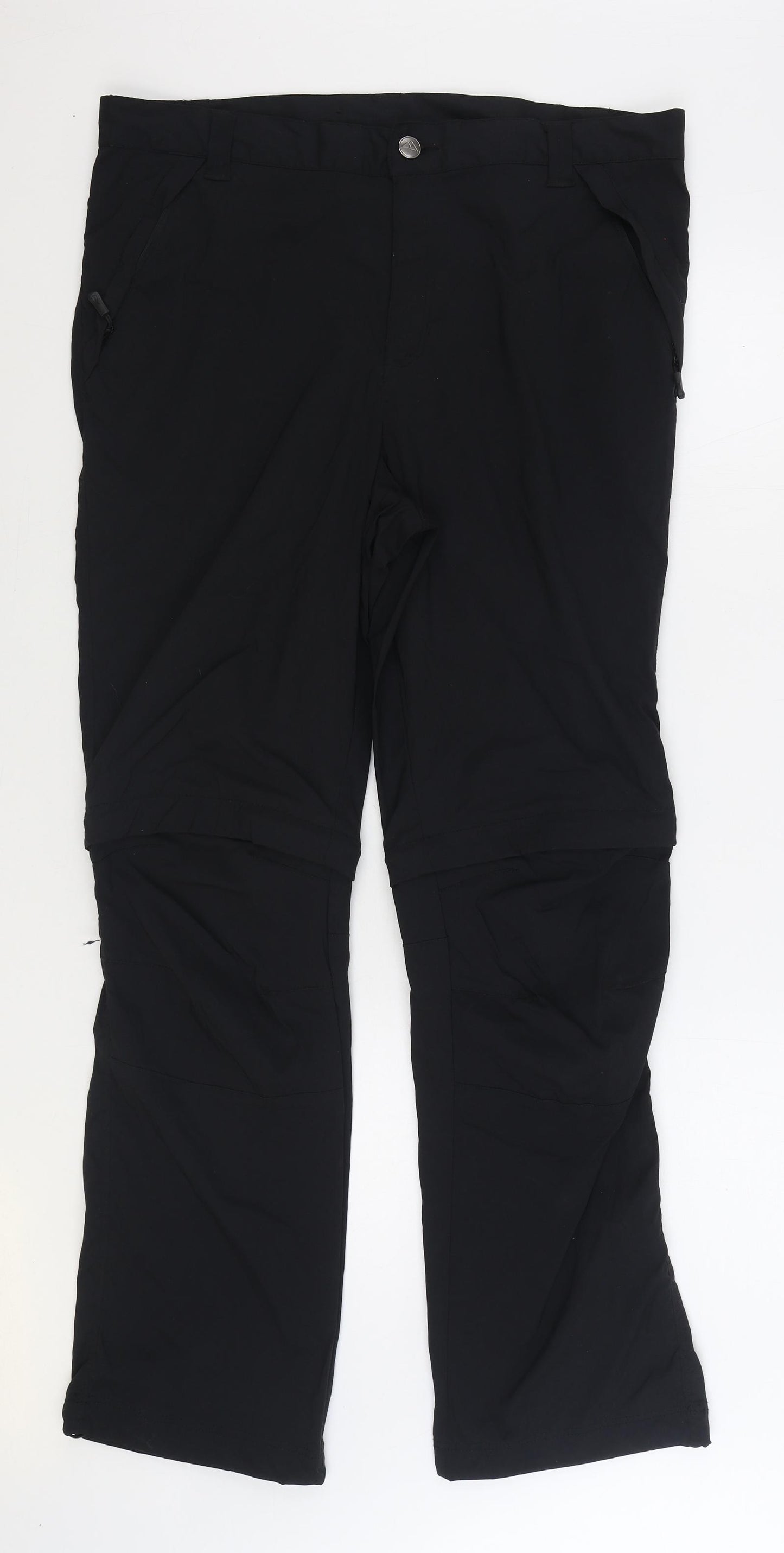 Crivit Mens Black Polyester Rain Trousers Trousers Size 38 in L32 in Regular Zip - Zip Off Legs