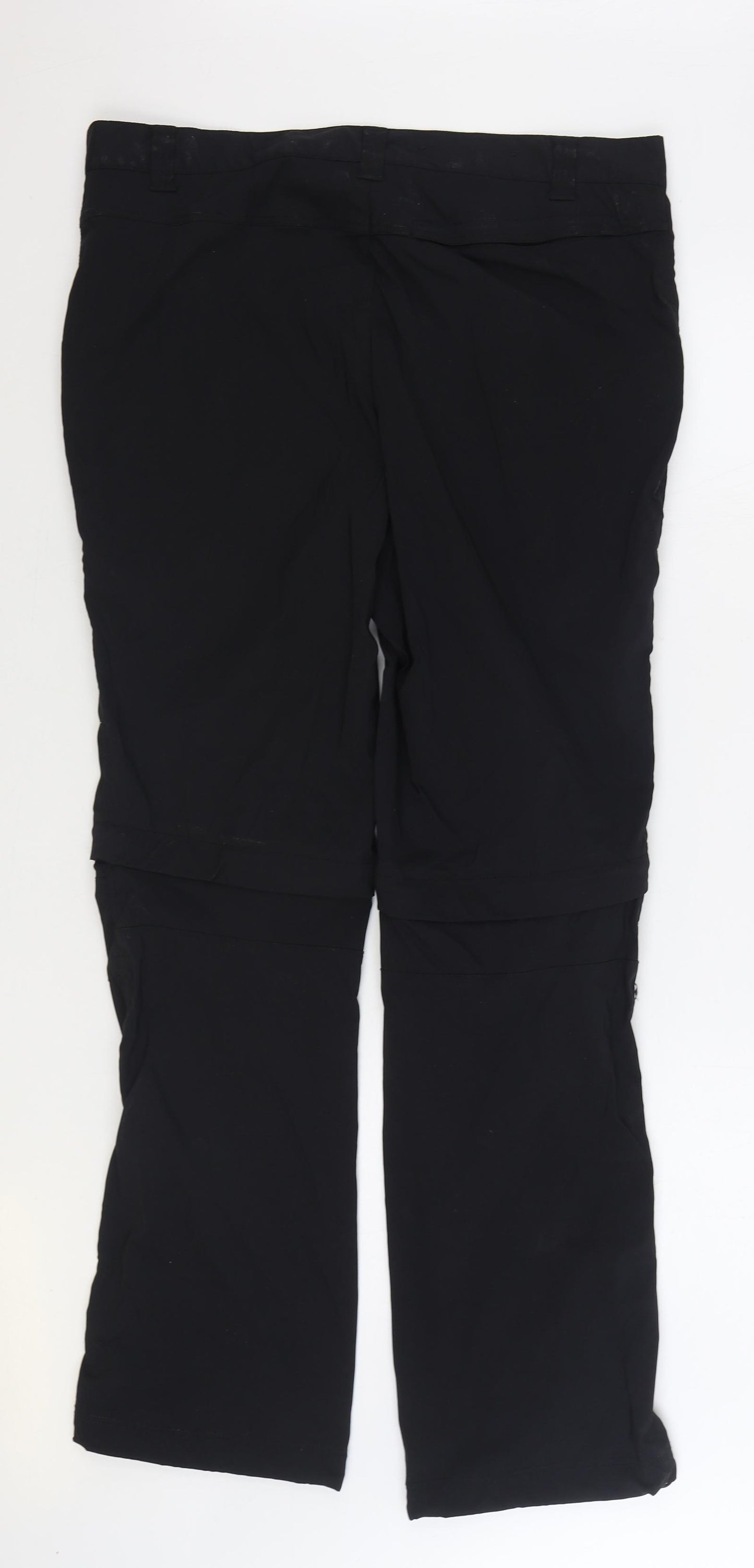 Crivit Mens Black Polyester Rain Trousers Trousers Size 38 in L32 in Regular Zip - Zip Off Legs