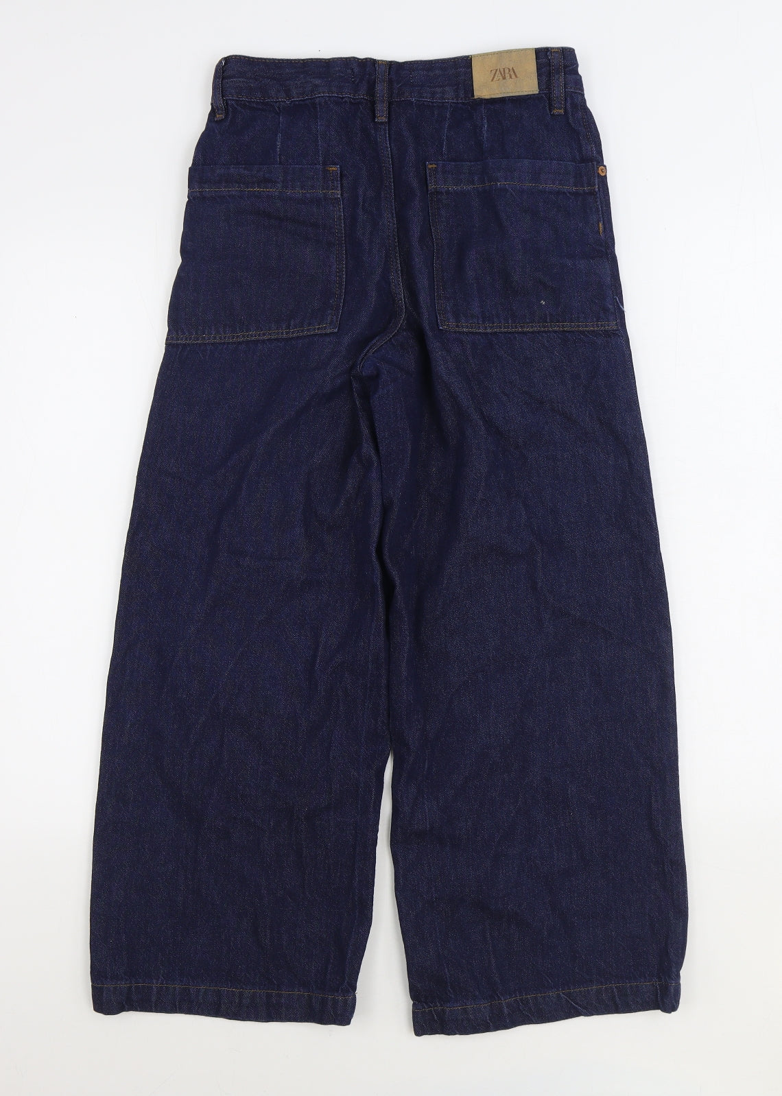 Zara Girls Blue Cotton Wide-Leg Jeans Size 13-14 Years Regular Button
