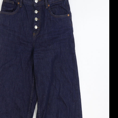 Zara Girls Blue Cotton Wide-Leg Jeans Size 13-14 Years Regular Button