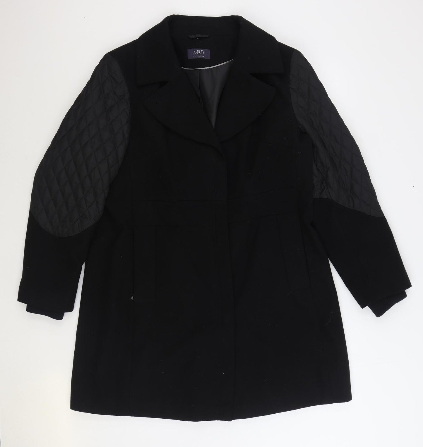 Marks and Spencer Womens Black Overcoat Coat Size 18 Zip