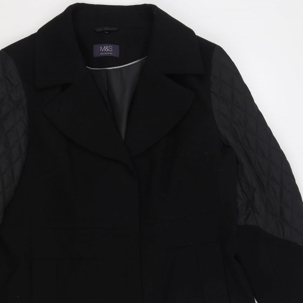 Marks and Spencer Womens Black Overcoat Coat Size 18 Zip