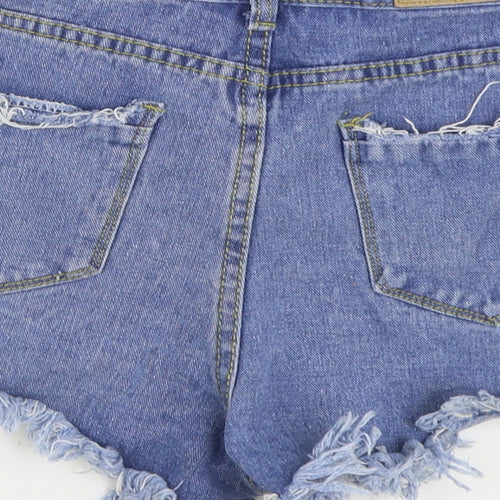 Preworn Womens Blue Cotton Hot Pants Shorts Size XS Regular Zip - Distressed