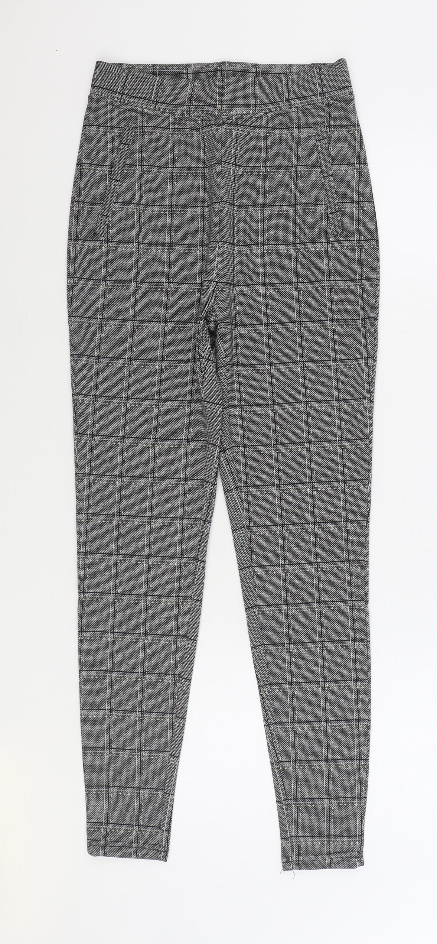 Very Womens Black Plaid Viscose Jegging Trousers Size 8 L28 in Regular