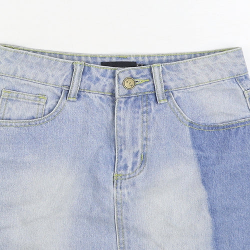 PRETTYLITTLETHING Womens Blue Cotton A-Line Skirt Size 4 Zip