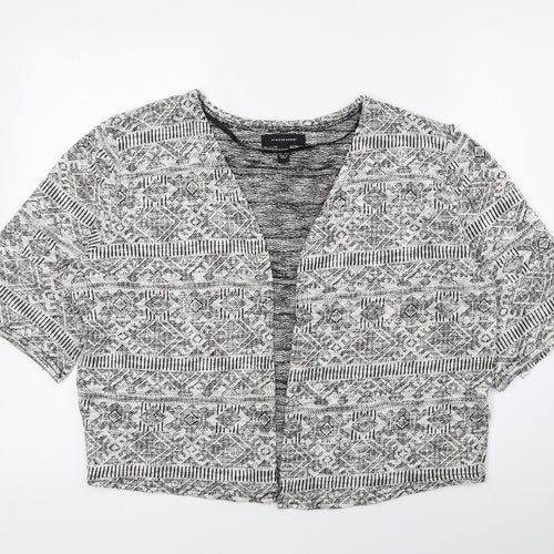 Atmosphere Womens Grey V-Neck Geometric Polyester Cardigan Jumper Size 14