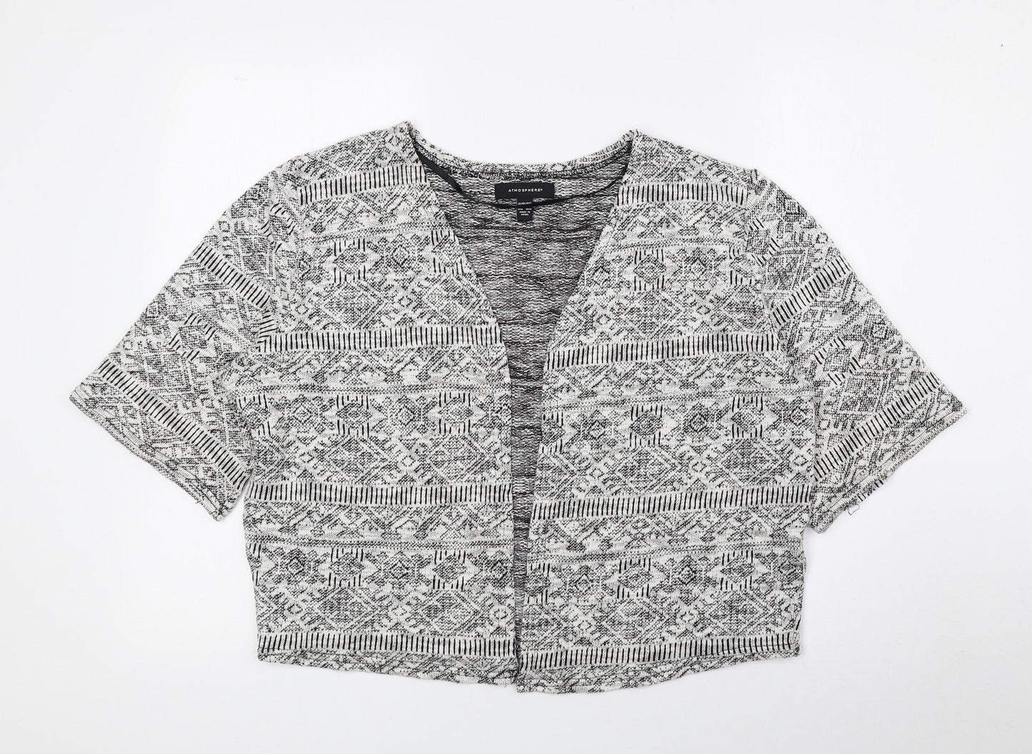 Atmosphere Womens Grey V-Neck Geometric Polyester Cardigan Jumper Size 14