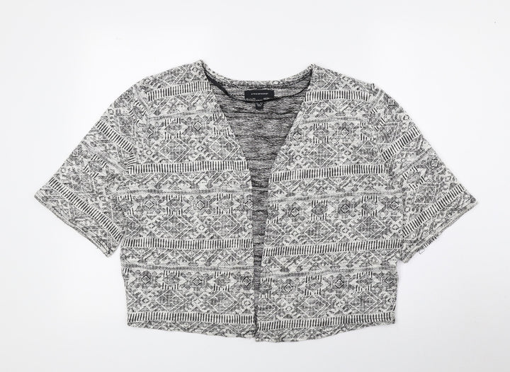 Atmosphere Womens Grey V-Neck Geometric Polyester Cardigan Jumper Size 14