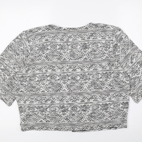 Atmosphere Womens Grey V-Neck Geometric Polyester Cardigan Jumper Size 14