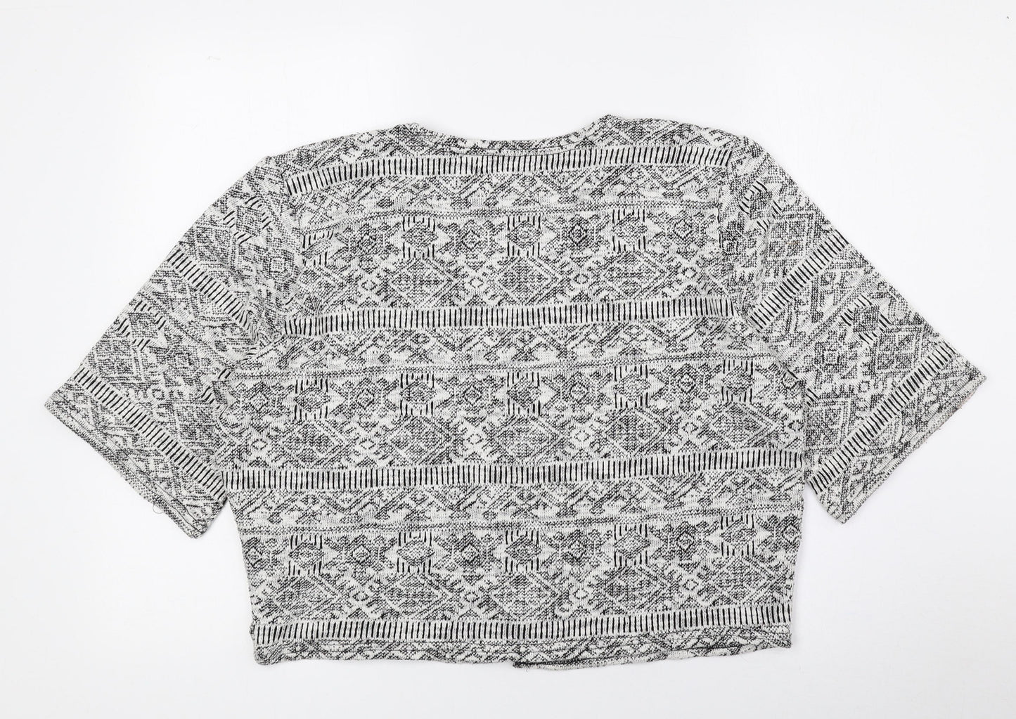 Atmosphere Womens Grey V-Neck Geometric Polyester Cardigan Jumper Size 14