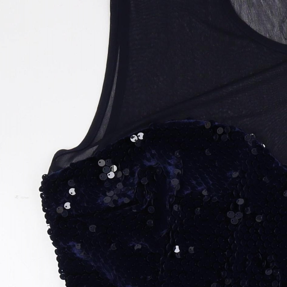 Simply Be Womens Blue Polyester Skater Dress Size 16 Round Neck Button