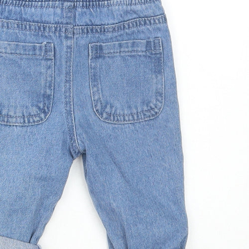 Dunnes Stores Girls Blue Cotton Cargo Jeans Size 6-9 Months Button