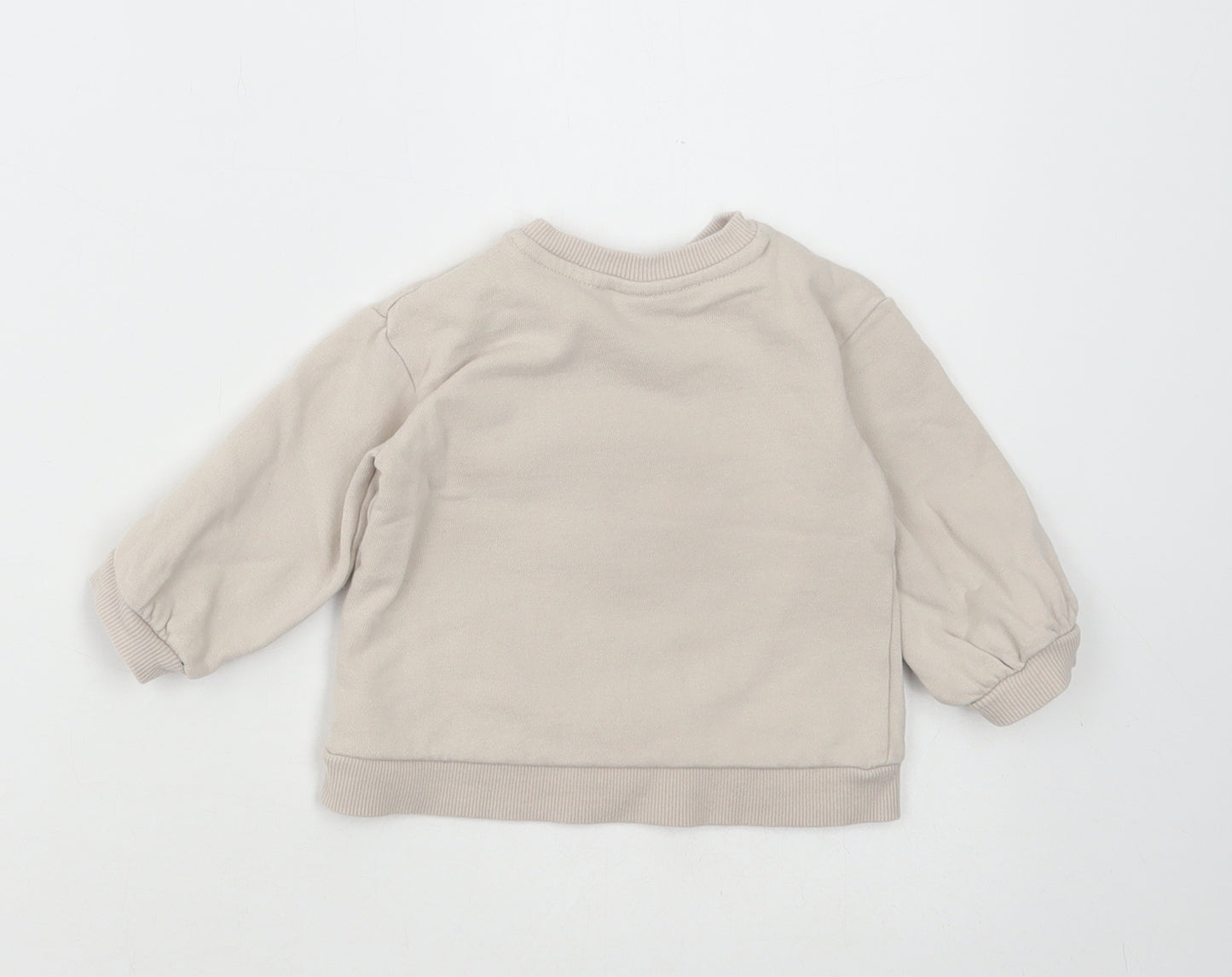 H&M Girls Beige Cotton Pullover Jumper Size 6-9 Months Pullover - Minnie Mouse