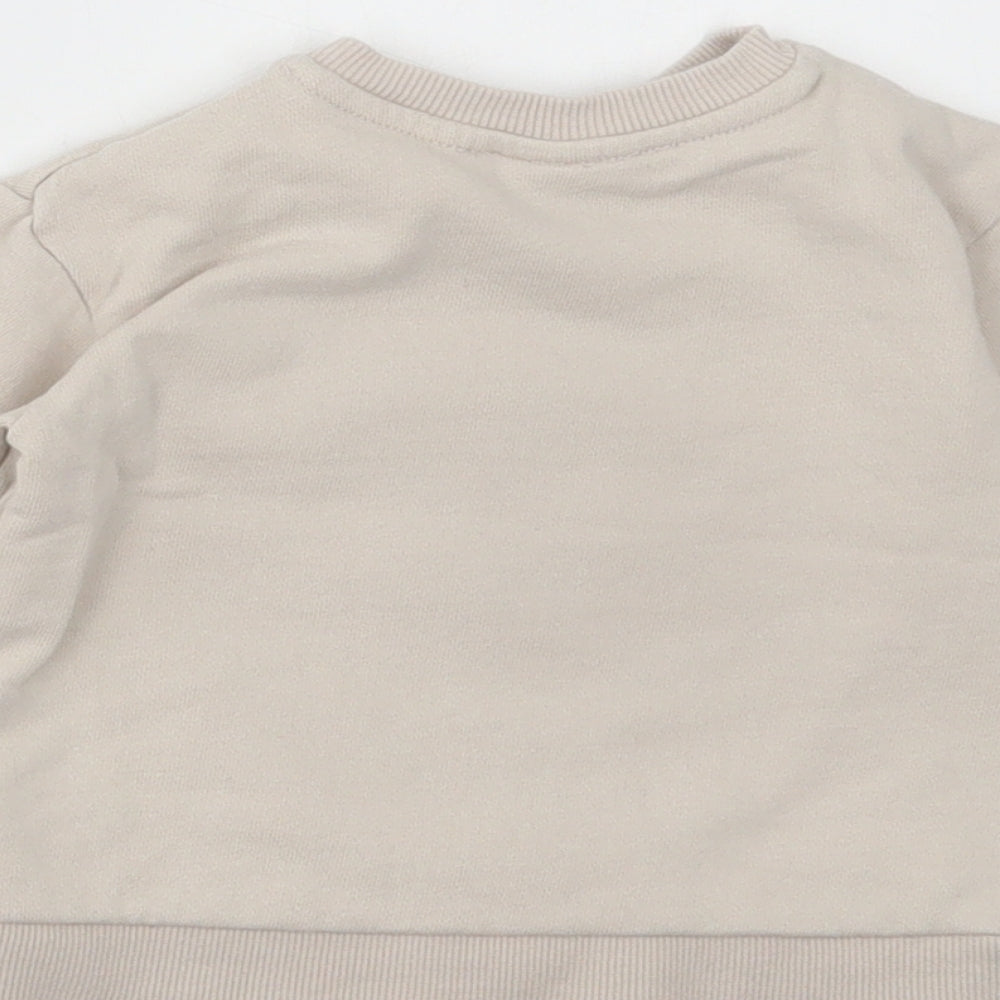 H&M Girls Beige Cotton Pullover Jumper Size 6-9 Months Pullover - Minnie Mouse