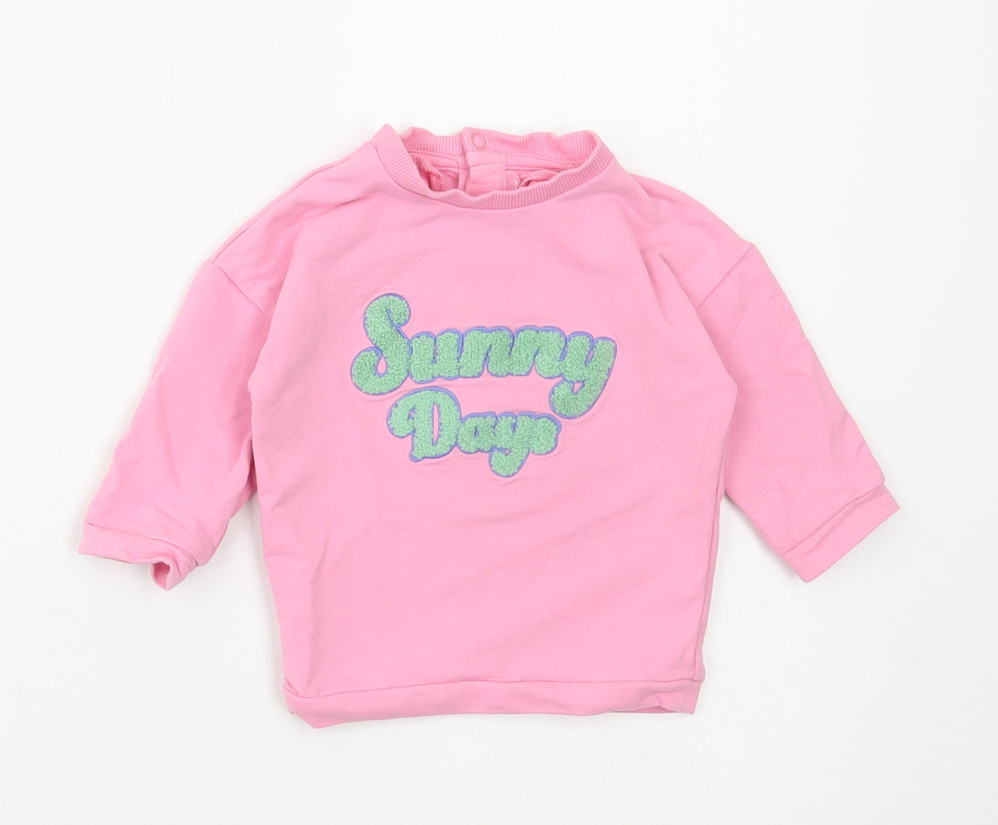 Marks and Spencer Girls Pink Cotton Pullover Jumper Size 3-6 Months Snap - Sunny Days