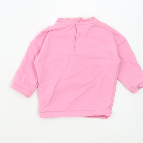 Marks and Spencer Girls Pink Cotton Pullover Jumper Size 3-6 Months Snap - Sunny Days