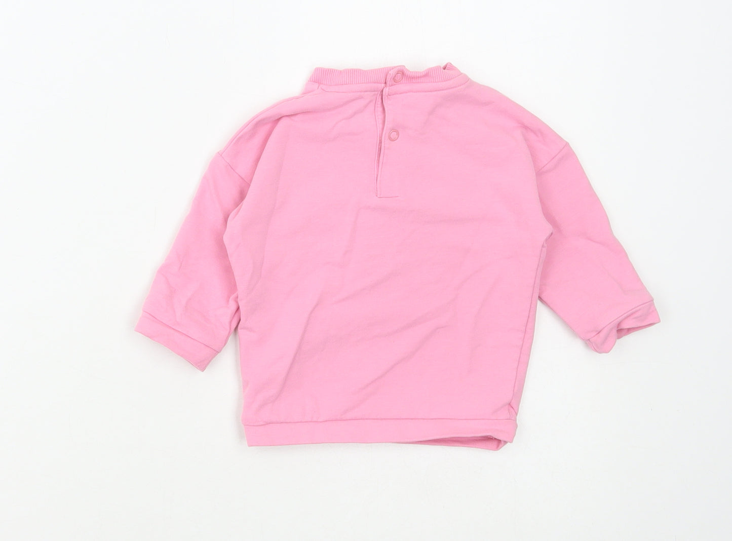 Marks and Spencer Girls Pink Cotton Pullover Jumper Size 3-6 Months Snap - Sunny Days