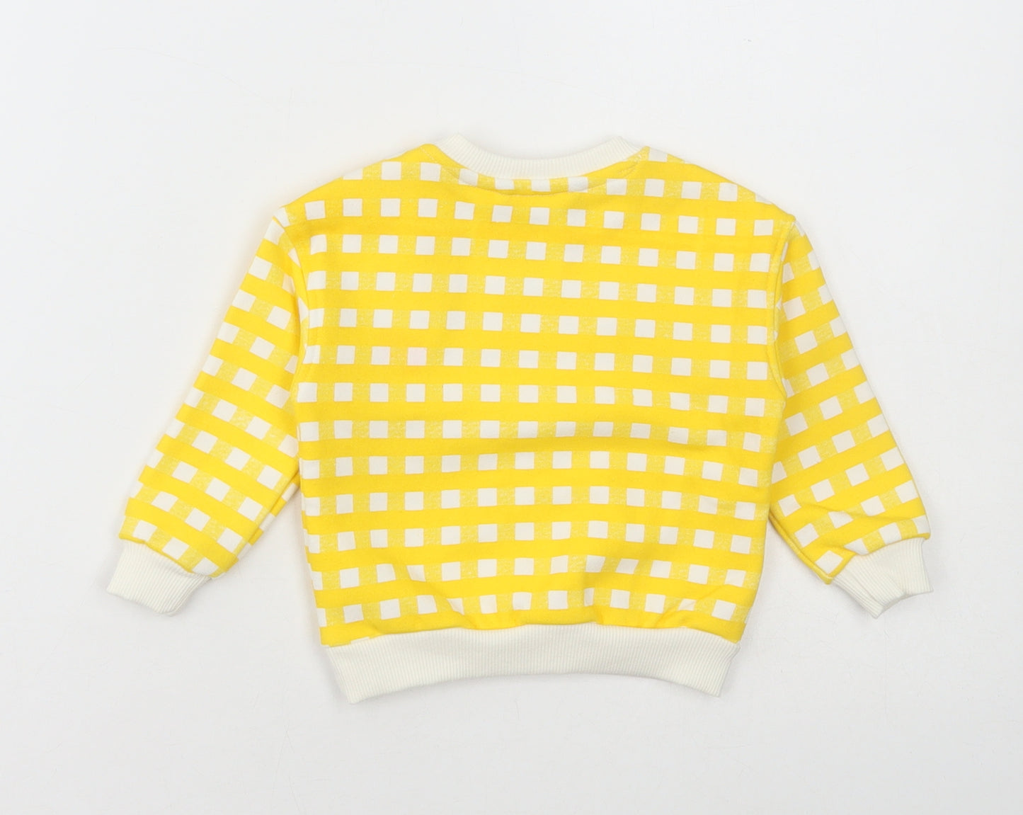 Leigh Tucker Baby Yellow Check Cotton Pullover Jumper Size 3-6 Months Button - Bon Temps