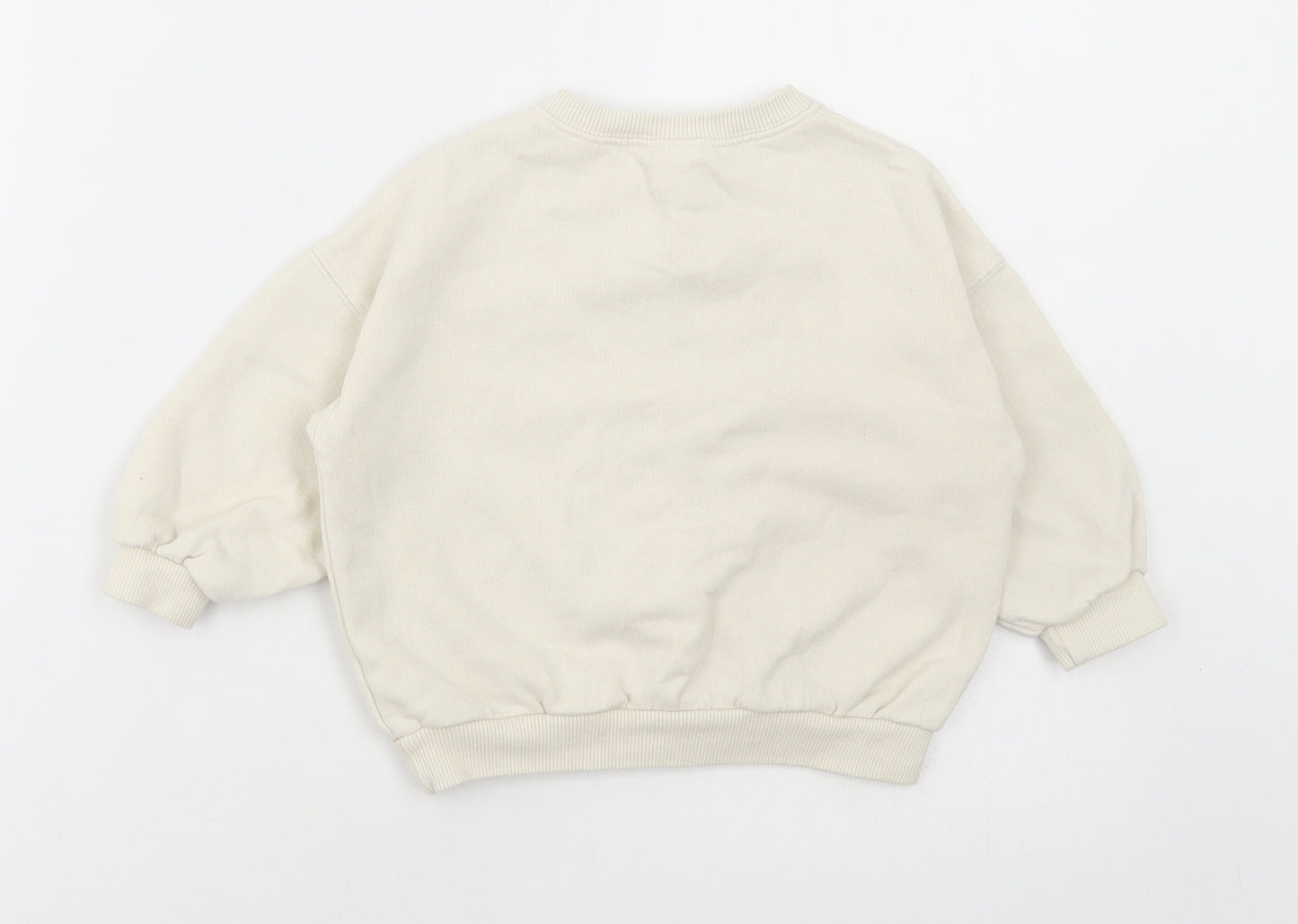 Zara Baby Beige Cotton Pullover Jumper Size 12-18 Months Pullover - Reindeer Slogan