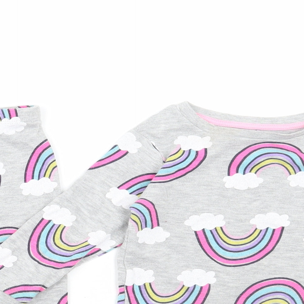 George Girls Grey Geometric Polyester Set Pyjama Set Size 12-18 Months Pullover - Rainbows