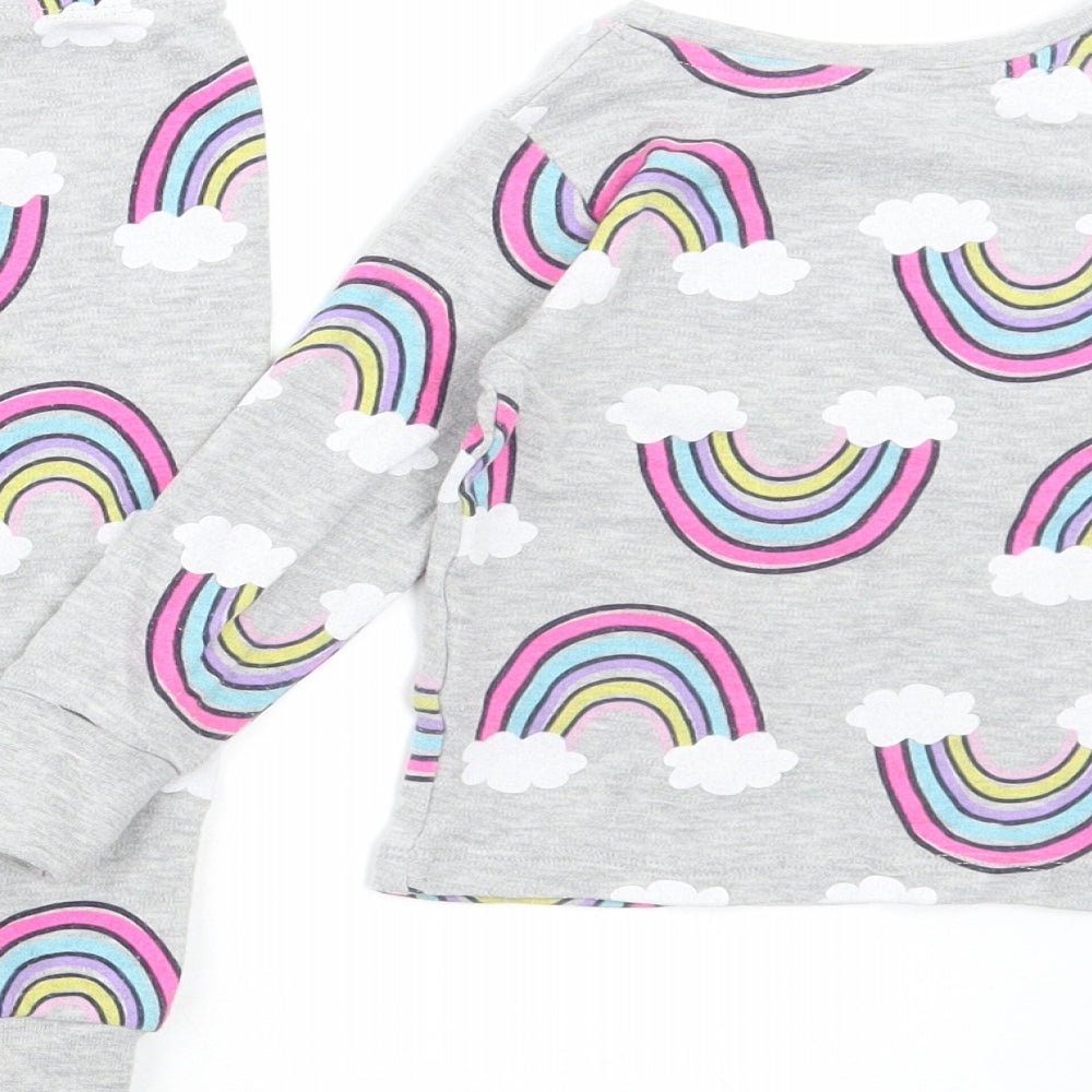 George Girls Grey Geometric Polyester Set Pyjama Set Size 12-18 Months Pullover - Rainbows
