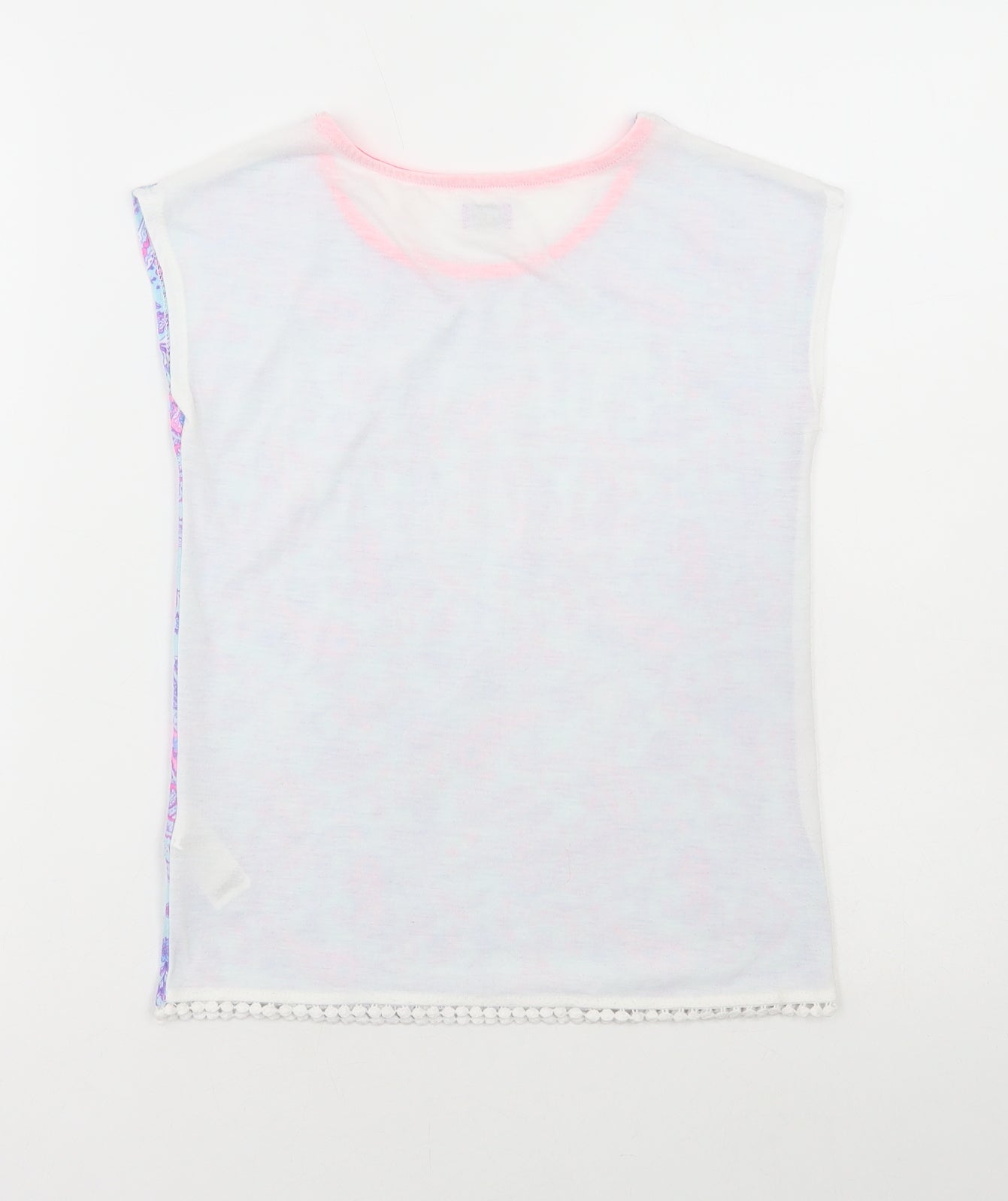 F&F Girls Blue Paisley Polyester Basic T-Shirt Size 9-10 Years Round Neck Pullover - Forever summer