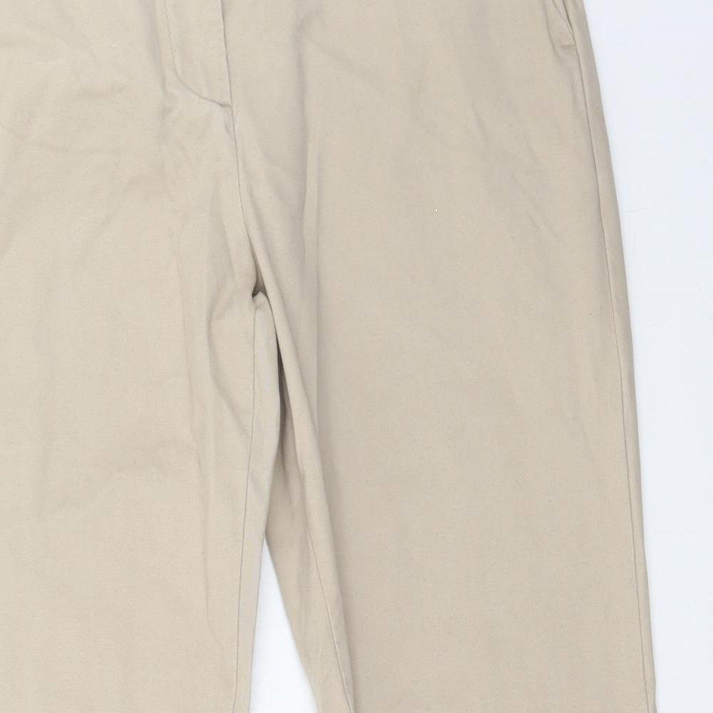 NEXT Womens Beige Cotton Chino Trousers Size 10 L29 in Regular Zip