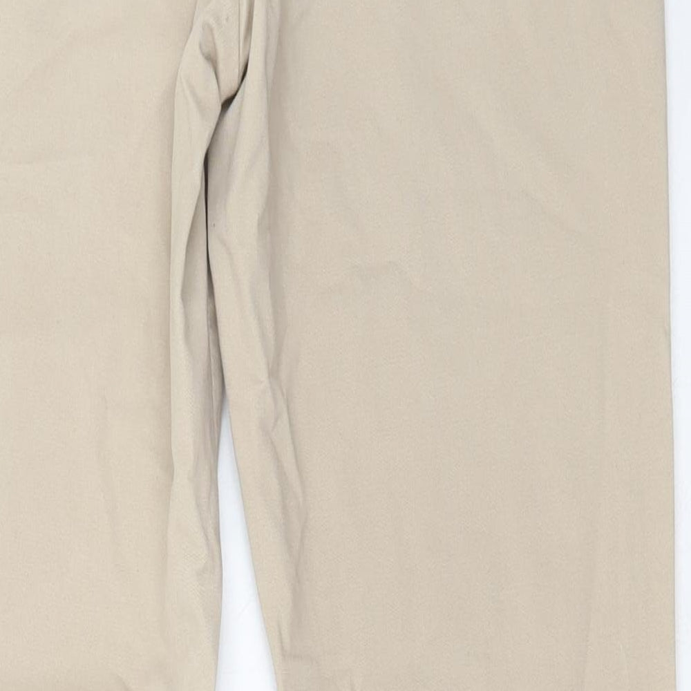 NEXT Womens Beige Cotton Chino Trousers Size 10 L29 in Regular Zip
