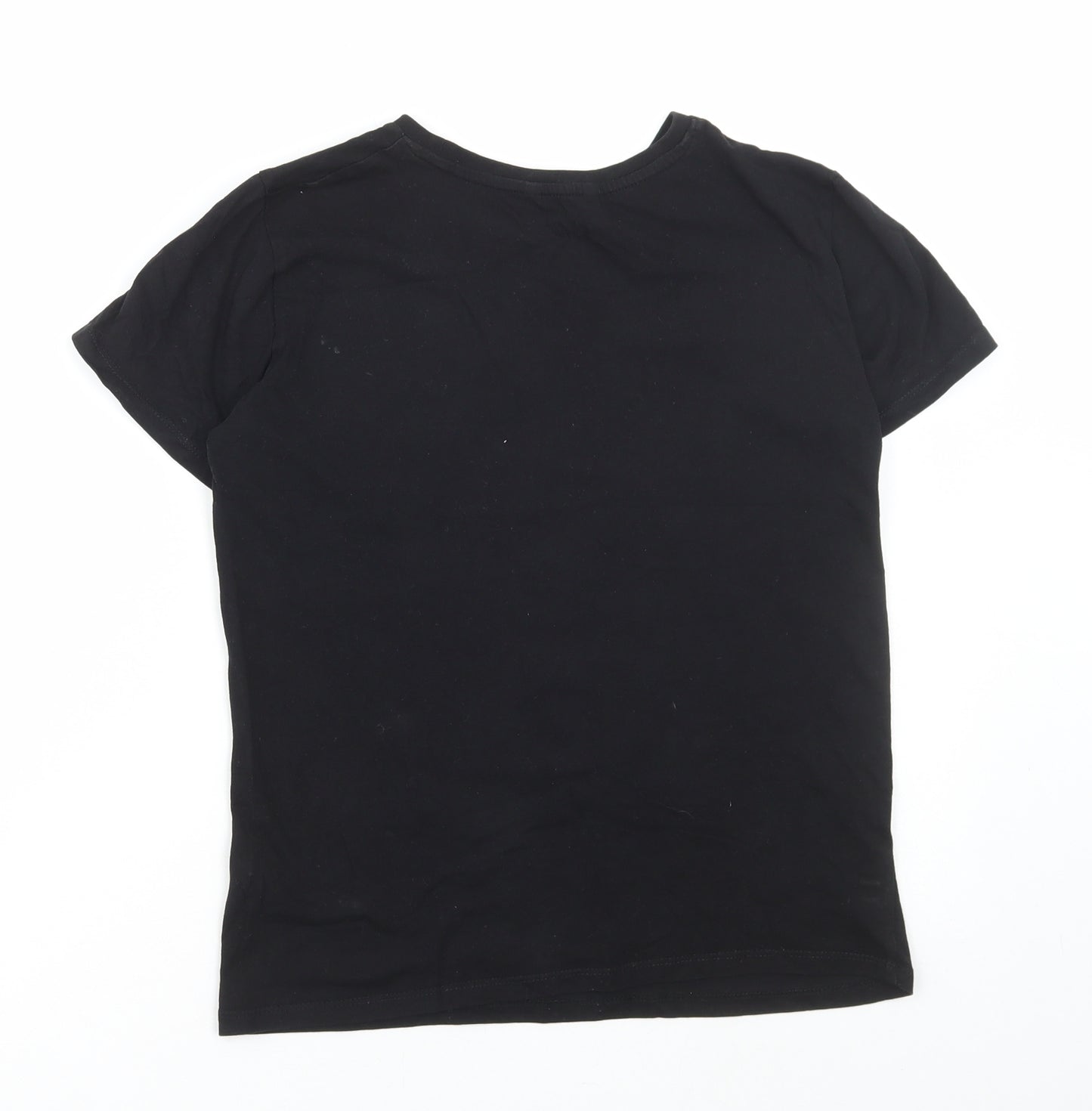 Pep & Co Boys Black Cotton Basic T-Shirt Size 12-13 Years Round Neck Pullover - Dinosaur
