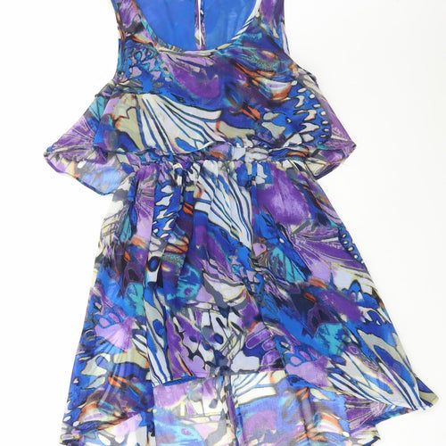 glamourous Womens Multicoloured Geometric Polyester Fit & Flare Size 8 Round Neck Button
