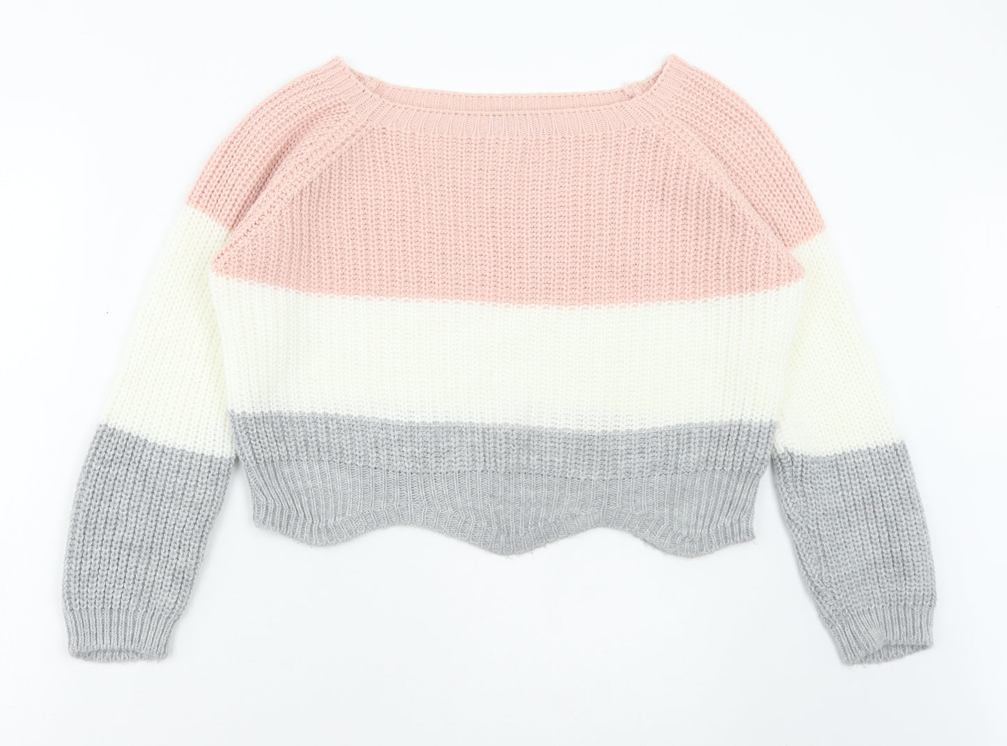 Cameo Rose Womens Multicoloured Square Neck Acrylic Pullover Jumper Size M - Colourblock
