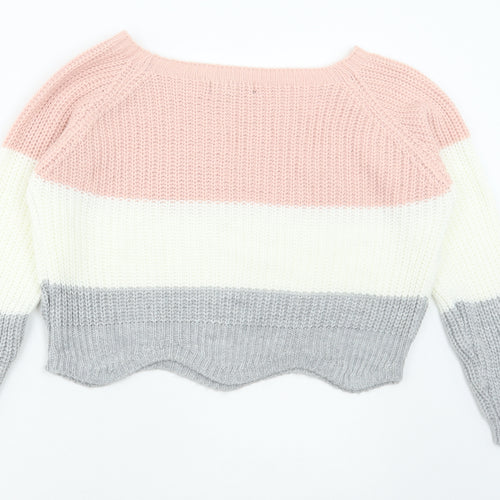 Cameo Rose Womens Multicoloured Square Neck Acrylic Pullover Jumper Size M - Colourblock