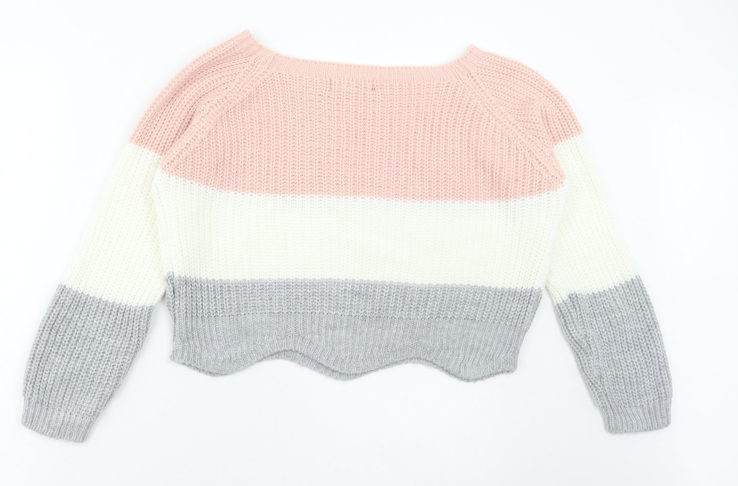 Cameo Rose Womens Multicoloured Square Neck Acrylic Pullover Jumper Size M - Colourblock