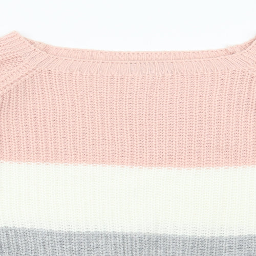 Cameo Rose Womens Multicoloured Square Neck Acrylic Pullover Jumper Size M - Colourblock