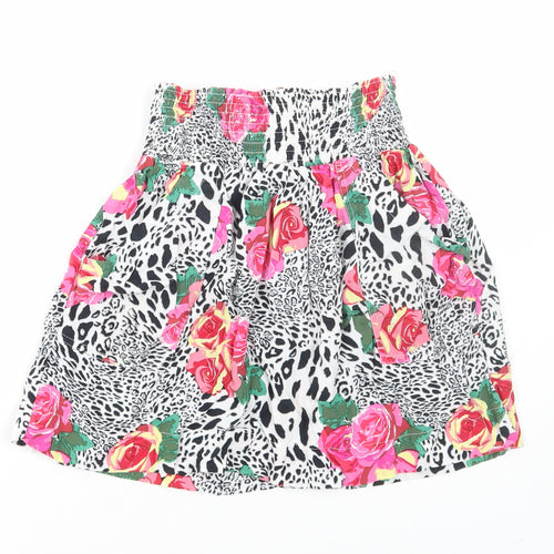 River Island Womens Multicoloured Animal Print Polyester Mini Skirt Size 10 Zip - Floral