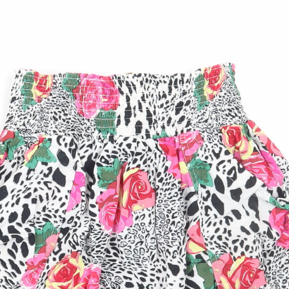 River Island Womens Multicoloured Animal Print Polyester Mini Skirt Size 10 Zip - Floral