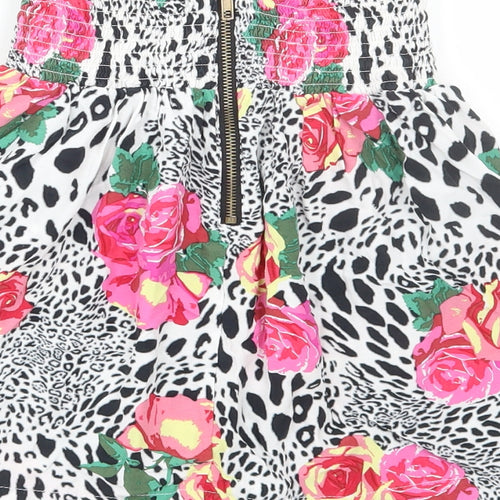 River Island Womens Multicoloured Animal Print Polyester Mini Skirt Size 10 Zip - Floral