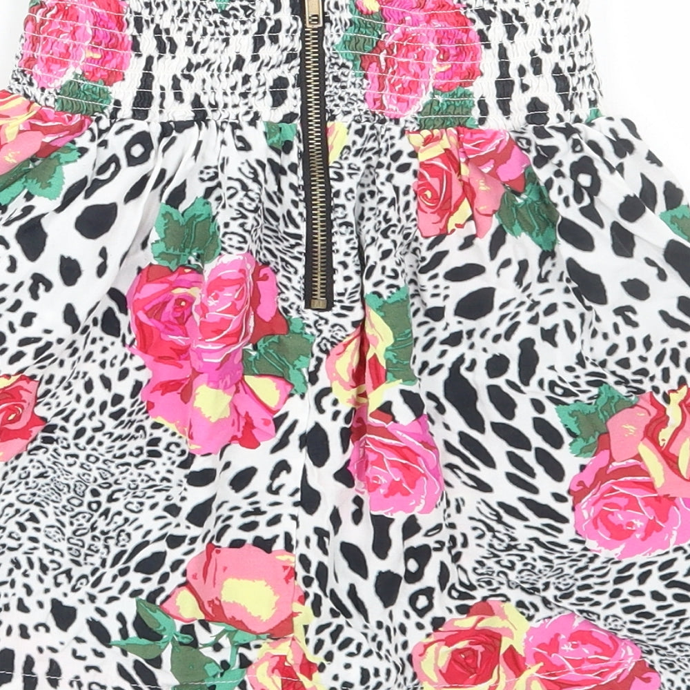 River Island Womens Multicoloured Animal Print Polyester Mini Skirt Size 10 Zip - Floral