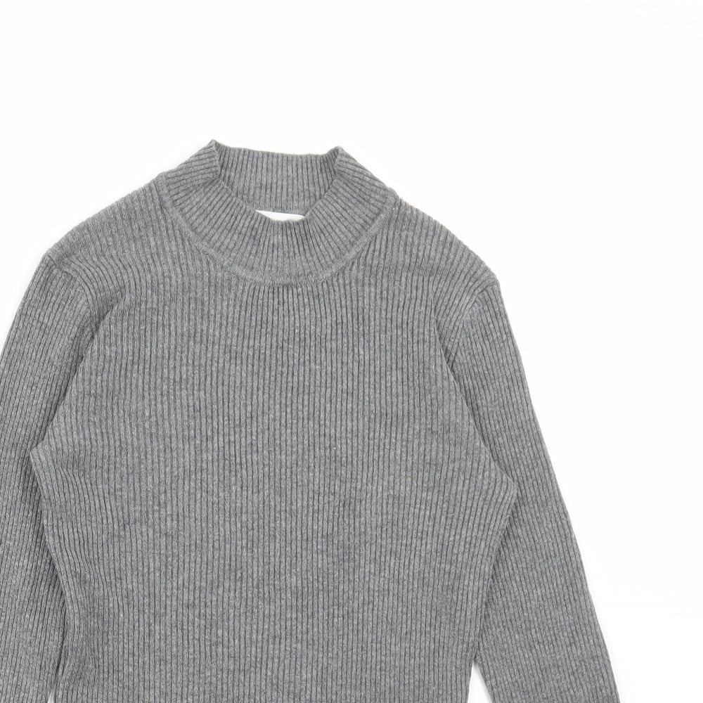 Primark Womens Grey High Neck Viscose Pullover Jumper Size M - Ribbed